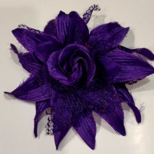 Handmade purple flower hair tie or pin